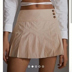 NWT Anthropologie Pleated Mini Skirt Khaki Tank Button Y2k 90s size 14